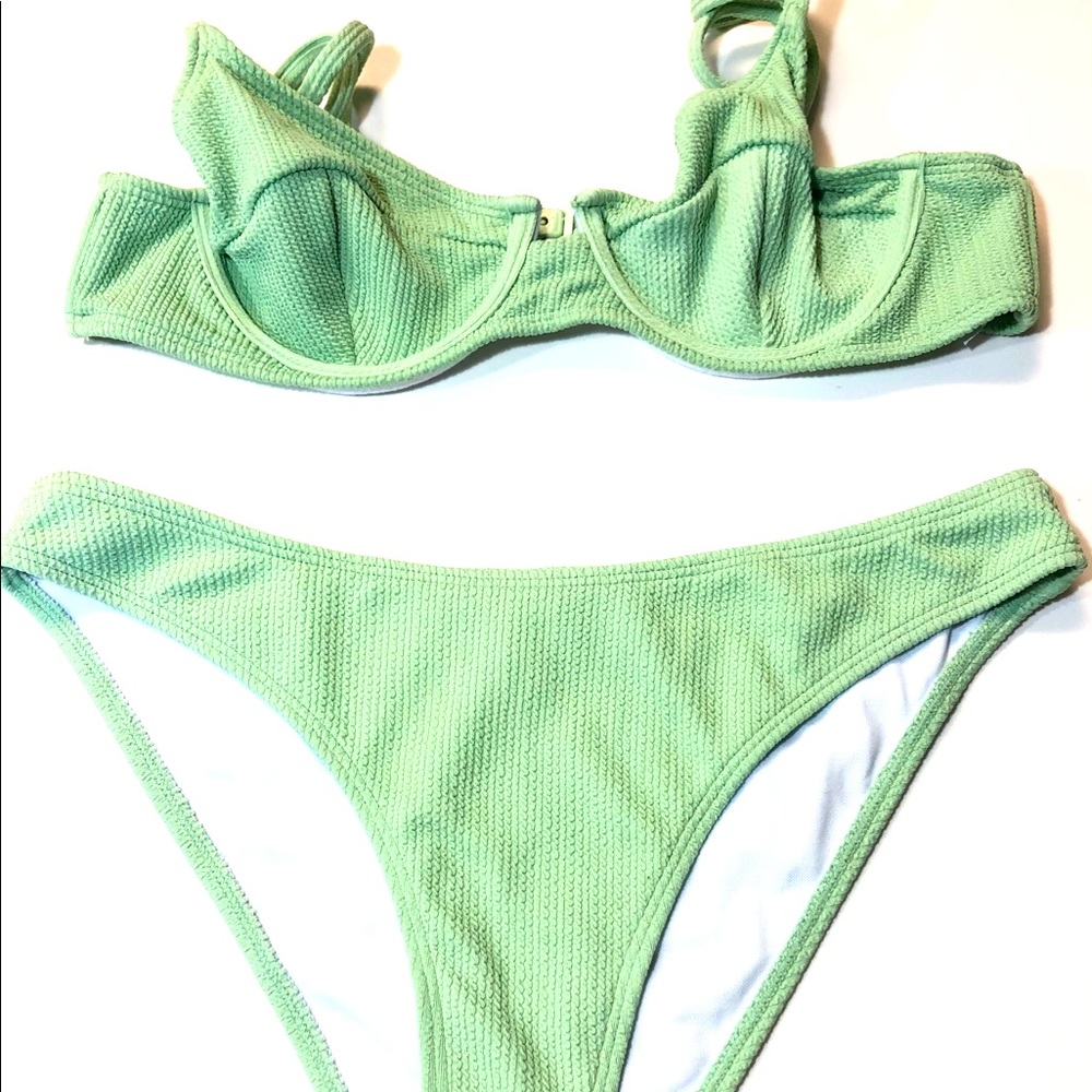 Ribbed lime green swimsuit